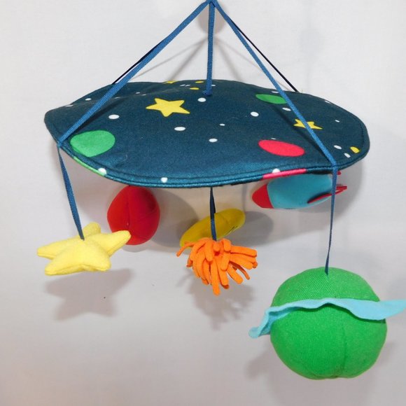 IKEA Klappa MOBILE Crib Child Ceiling Hanging Planets Star Moon Rocket Space - Picture 3 of 4